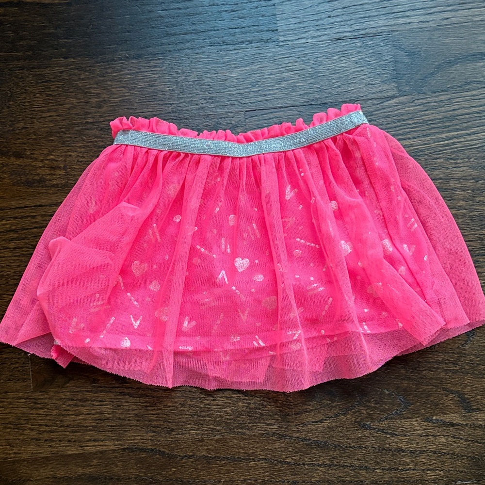 Pink Tulle Skirt with Silver Waistband